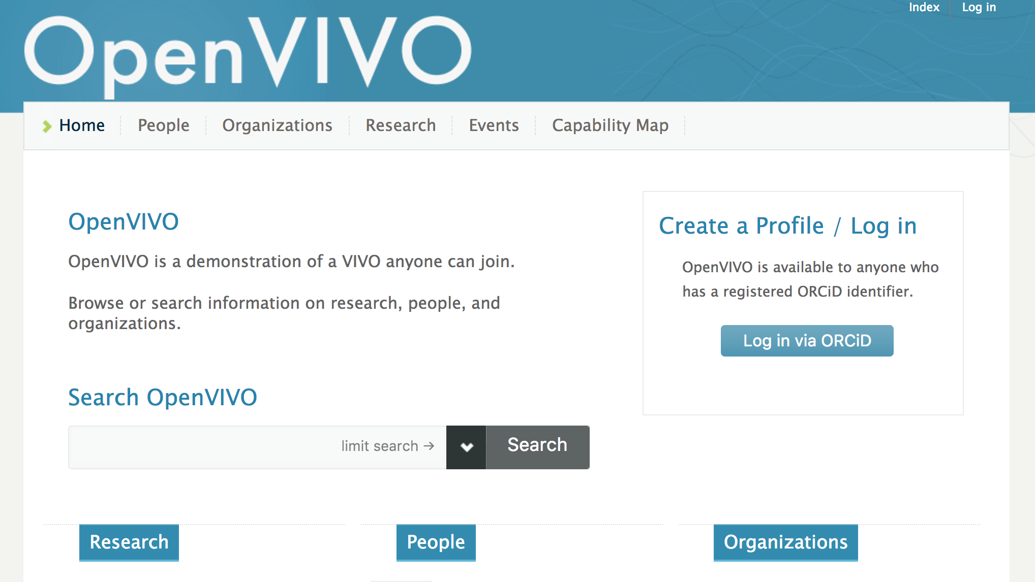 Click on Capability Map on the VIVO home page