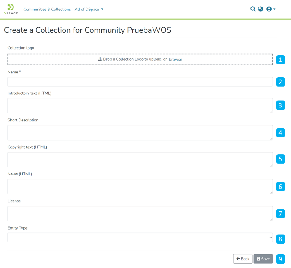 Create Collection form