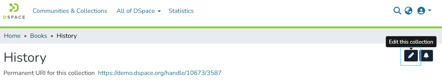Collection with Edit this collection icon selected