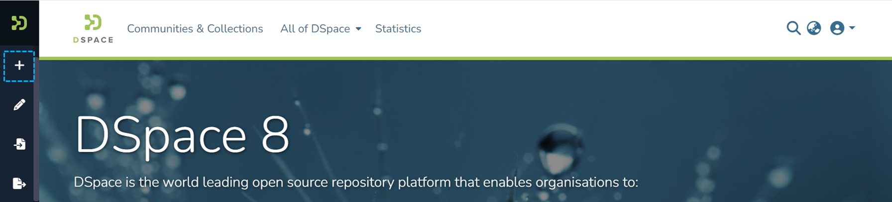 Screen shot of top part of menu. New (plus sign) is the first menu item.