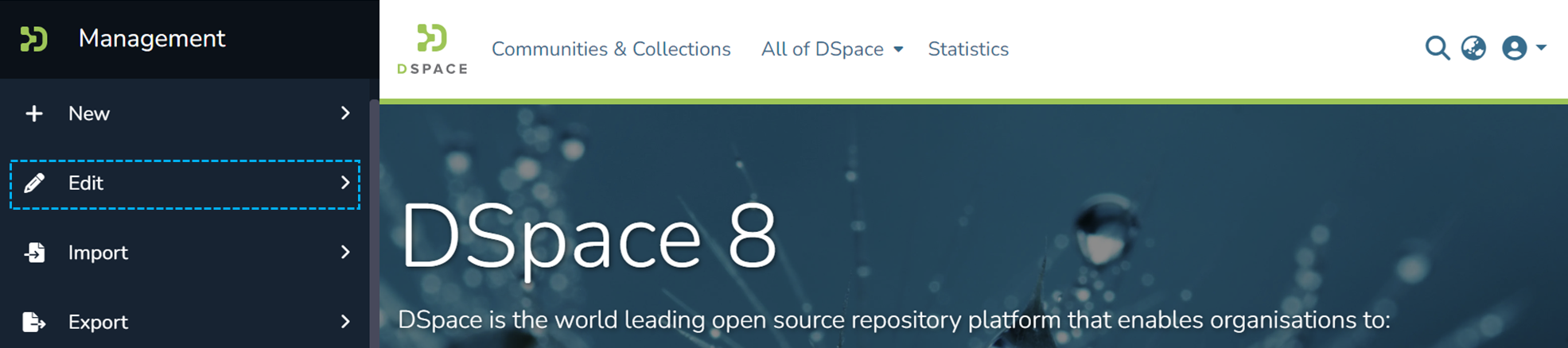 Edit is selected in the menu