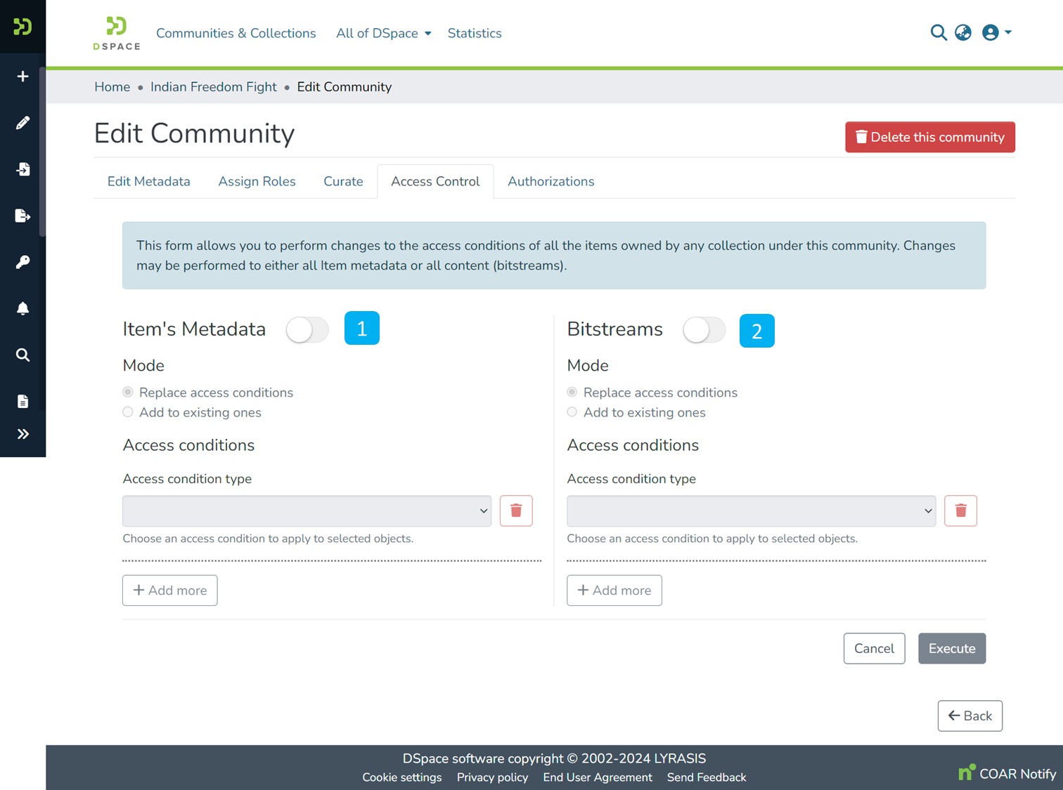 Edit Community access controls