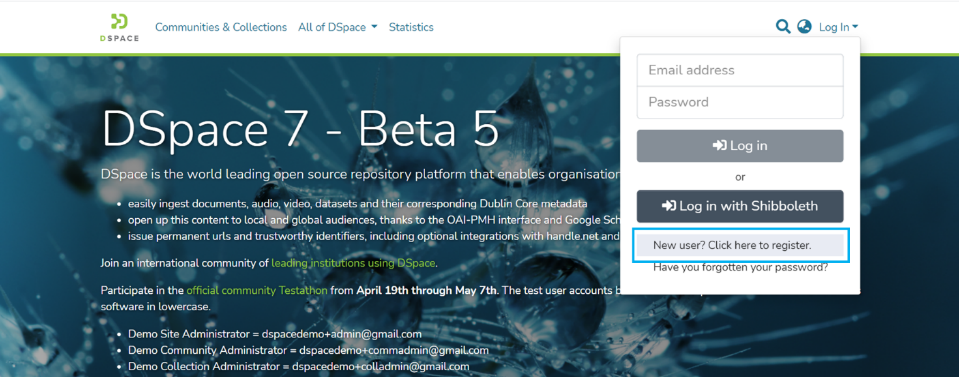 Click on New User to add an EPerson