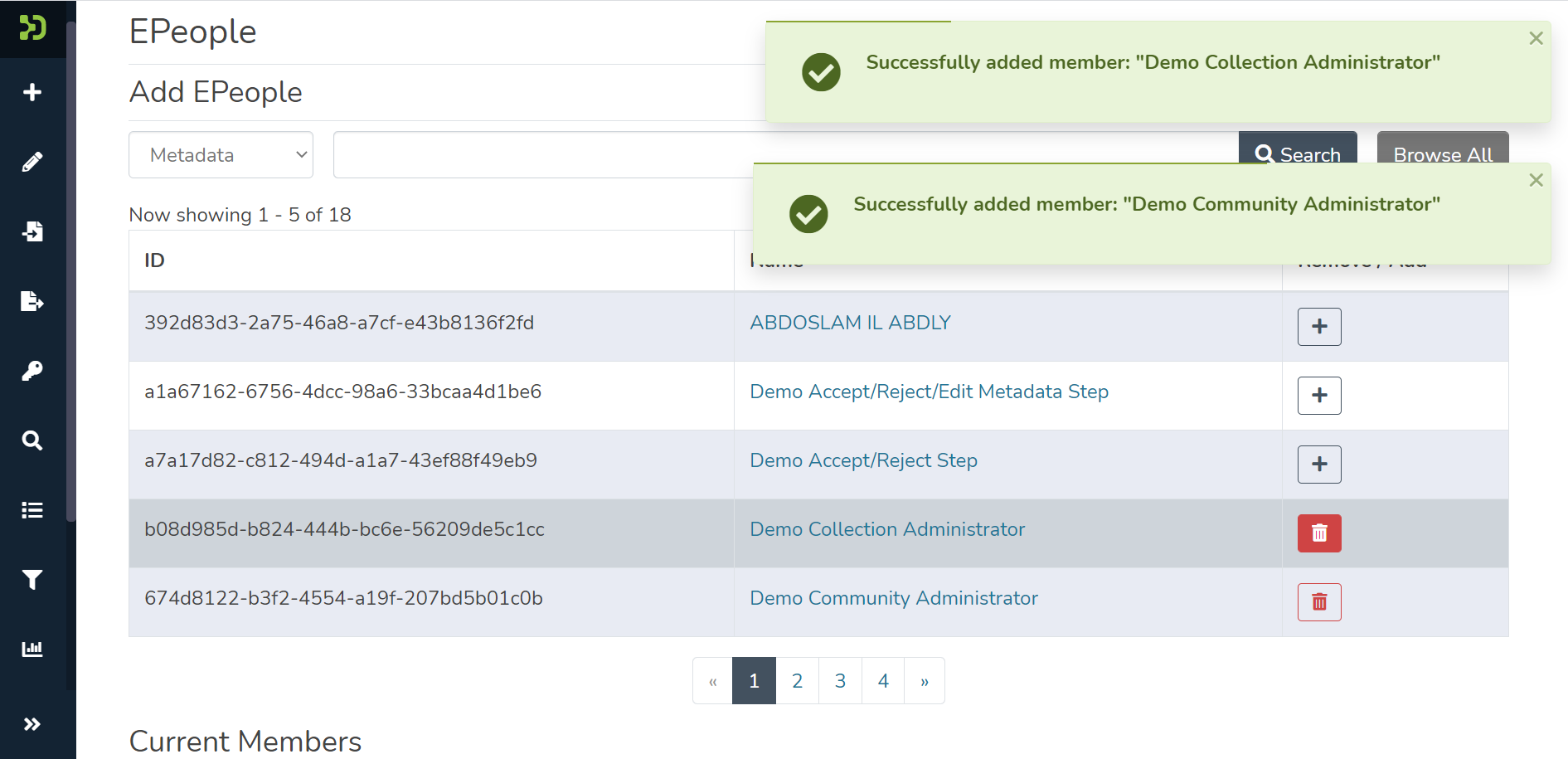 Successfully saved banner appears when the changes are saved in the upper right corner.