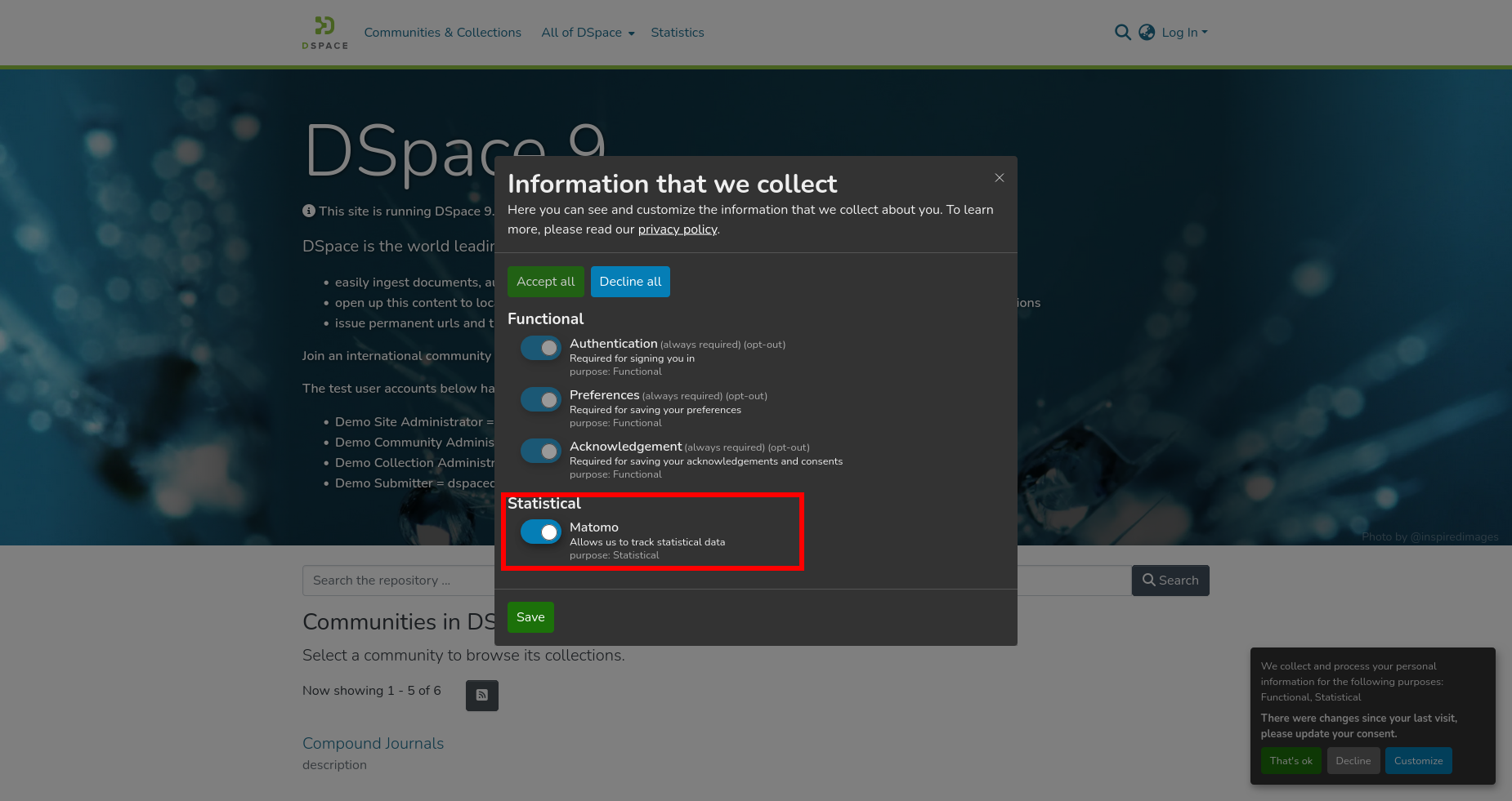 Cookie Settings - Matomo