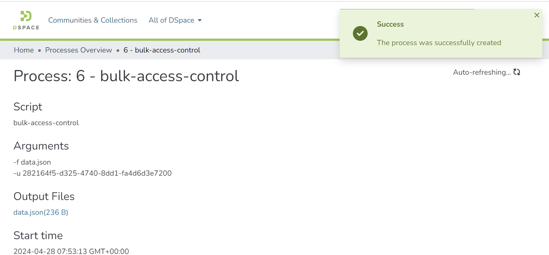 Successfully saved banner appears when the changes are saved in the upper right corner.