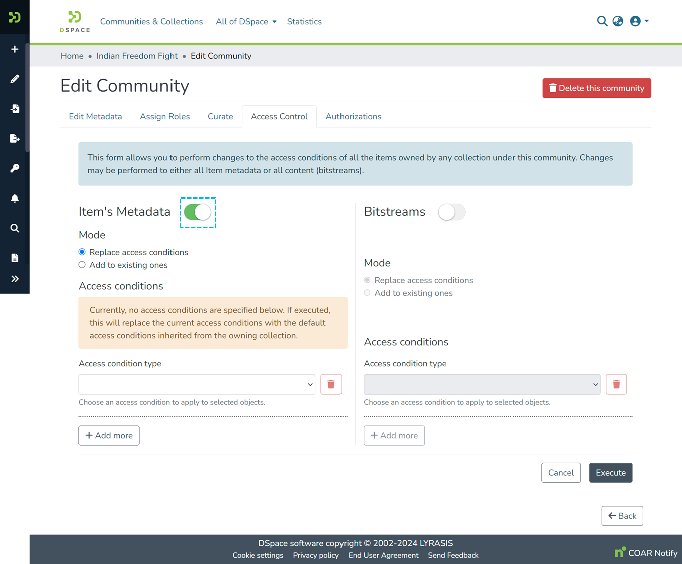 Edit Community metadata