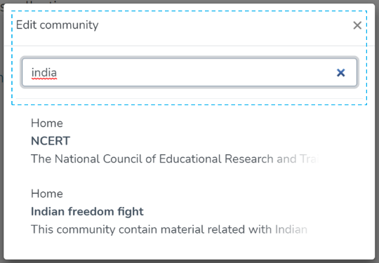 Typeahead menu to select a Community