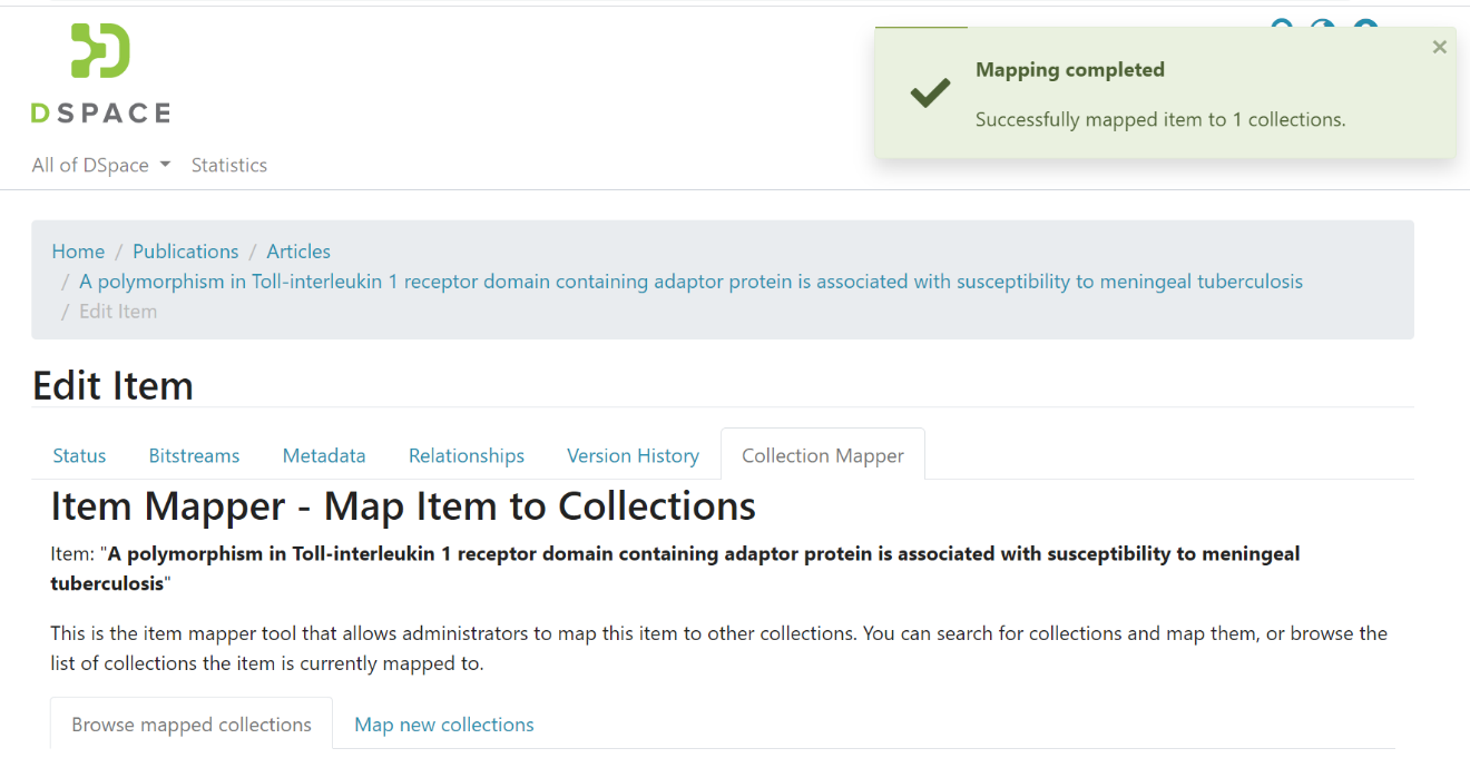 Banner saying Mapping completed