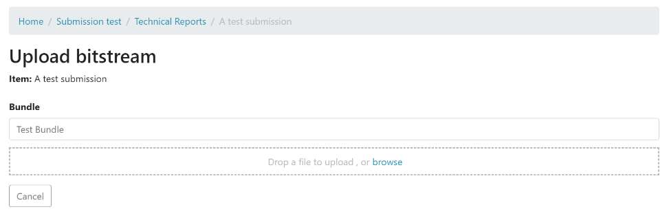 Upload bitstream page with file upload section