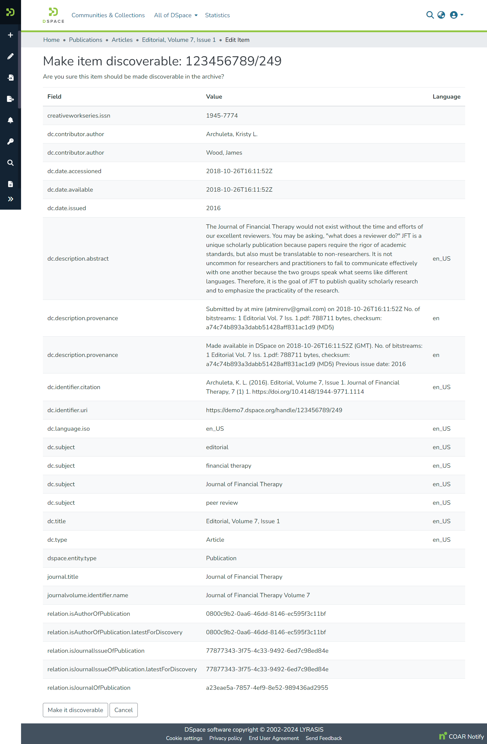 Make item discoverable page
