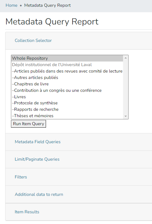 Metadata Query Report