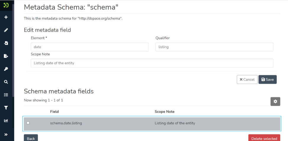 Edit metadata schema
