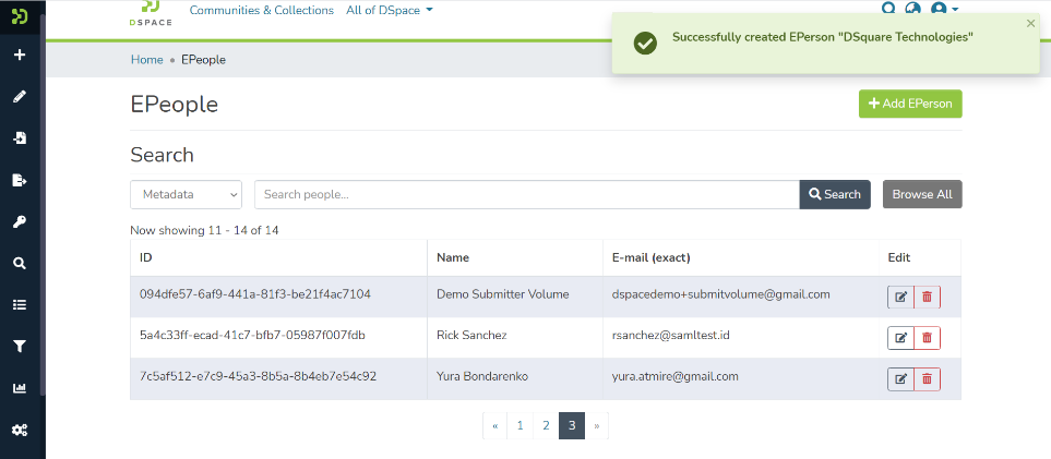 Successfully saved banner appears when the changes are saved in the upper right corner.