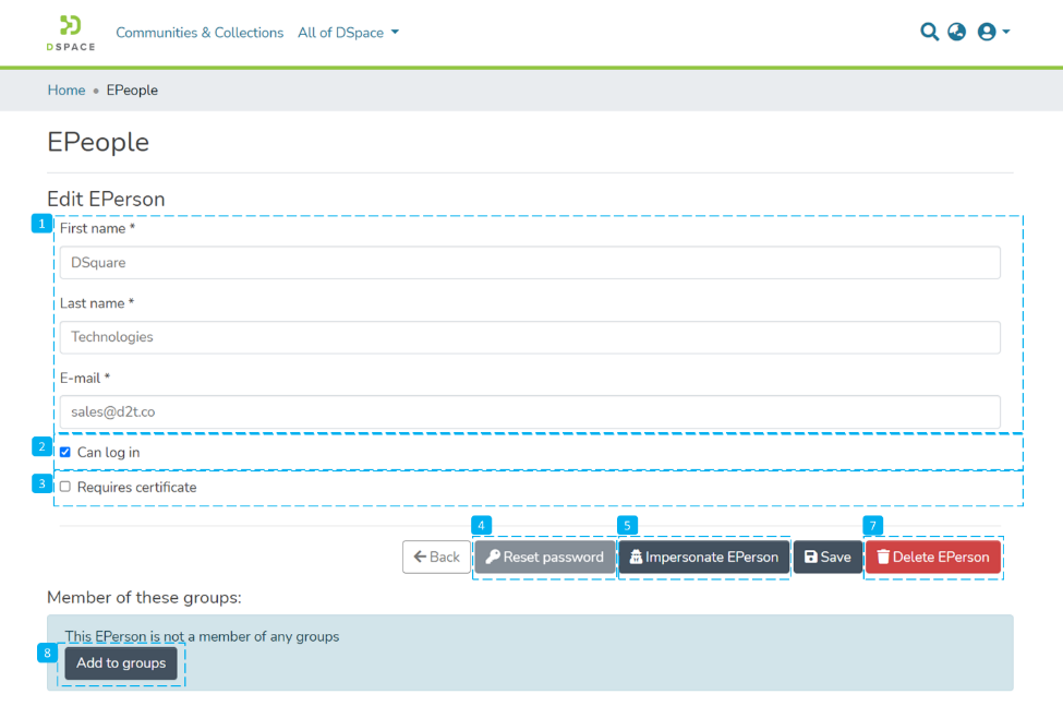 Administrative options for managing EPeople