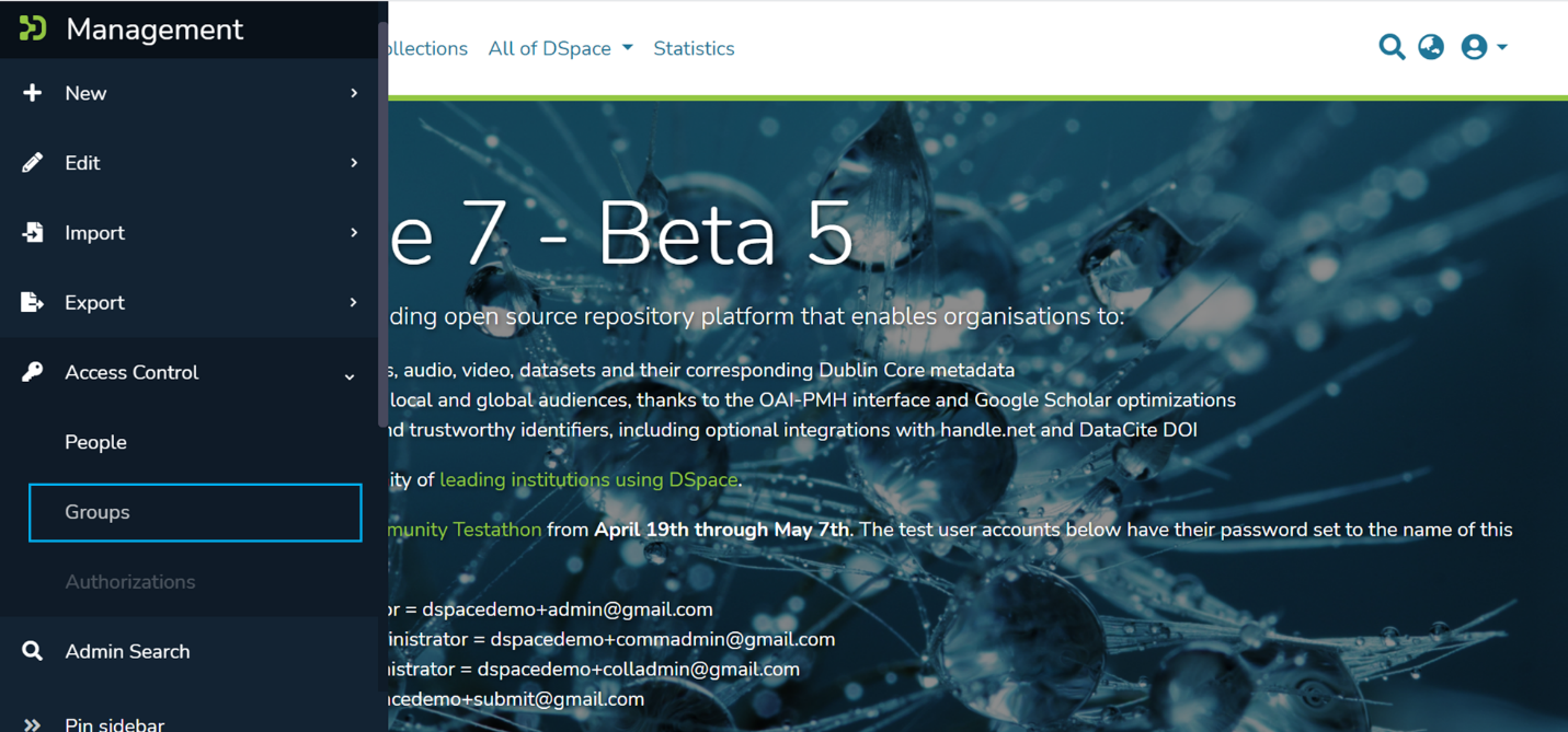 In the admin menu, click on Access Control and then Groups