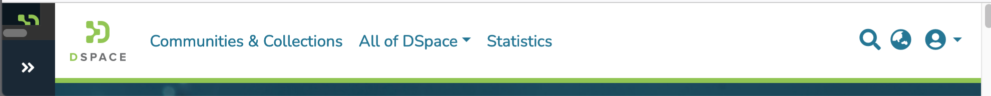 DSpace top menu ribbon showing the Statistics element